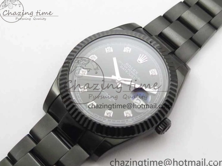 All Markers A3235 on Oyster Bracelet 41 Black Dial Black PVD Best Edition VRF Diamonds DateJust PVD 0128